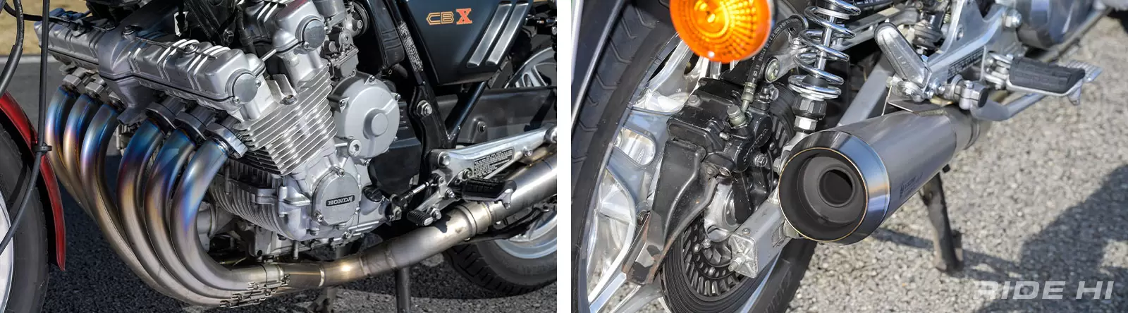 ケイファクトリー×KZ1300/CBX】整然と並ぶ6本のチタンパイプが美しさと