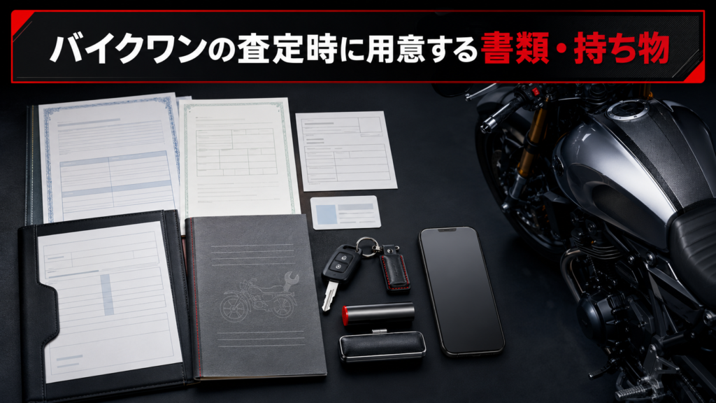 バイクワンの査定時に用意する書類・持ち物