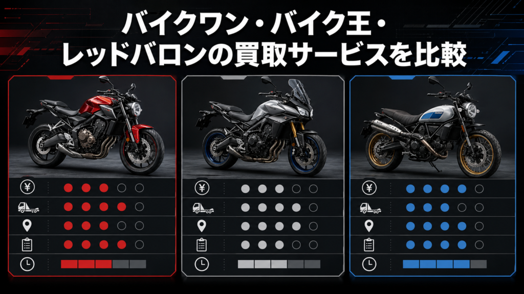 バイクワン・バイク王・レッドバロンの買取サービスを比較