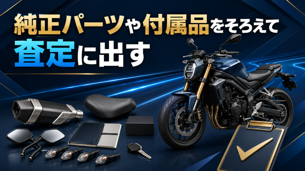 純正パーツや付属品をそろえて査定に出す