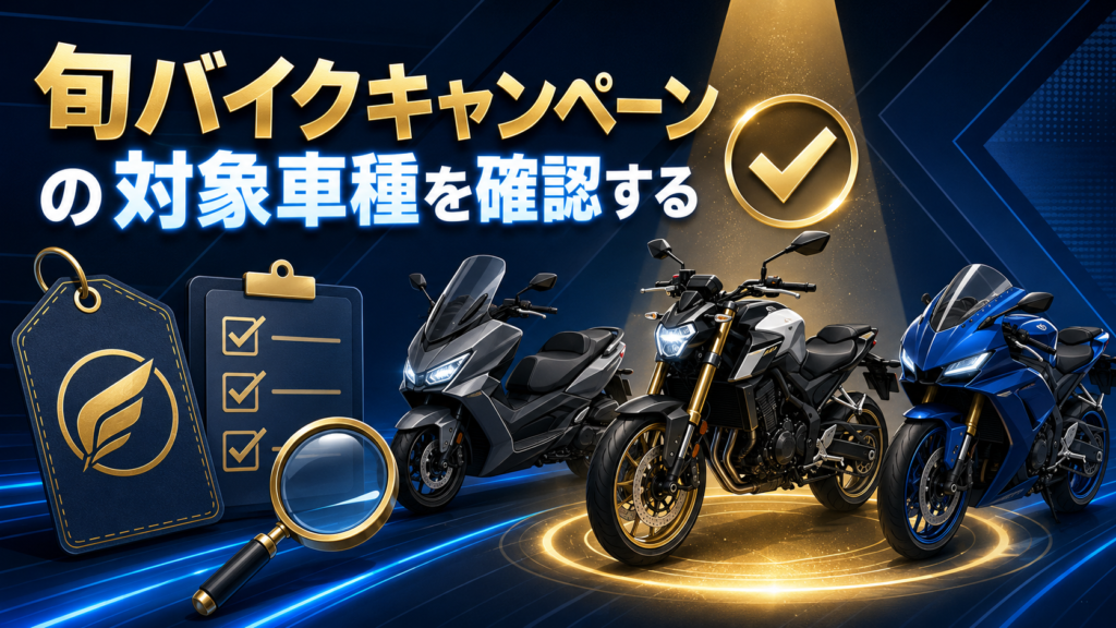 旬バイクキャンペーンの対象車種を確認する