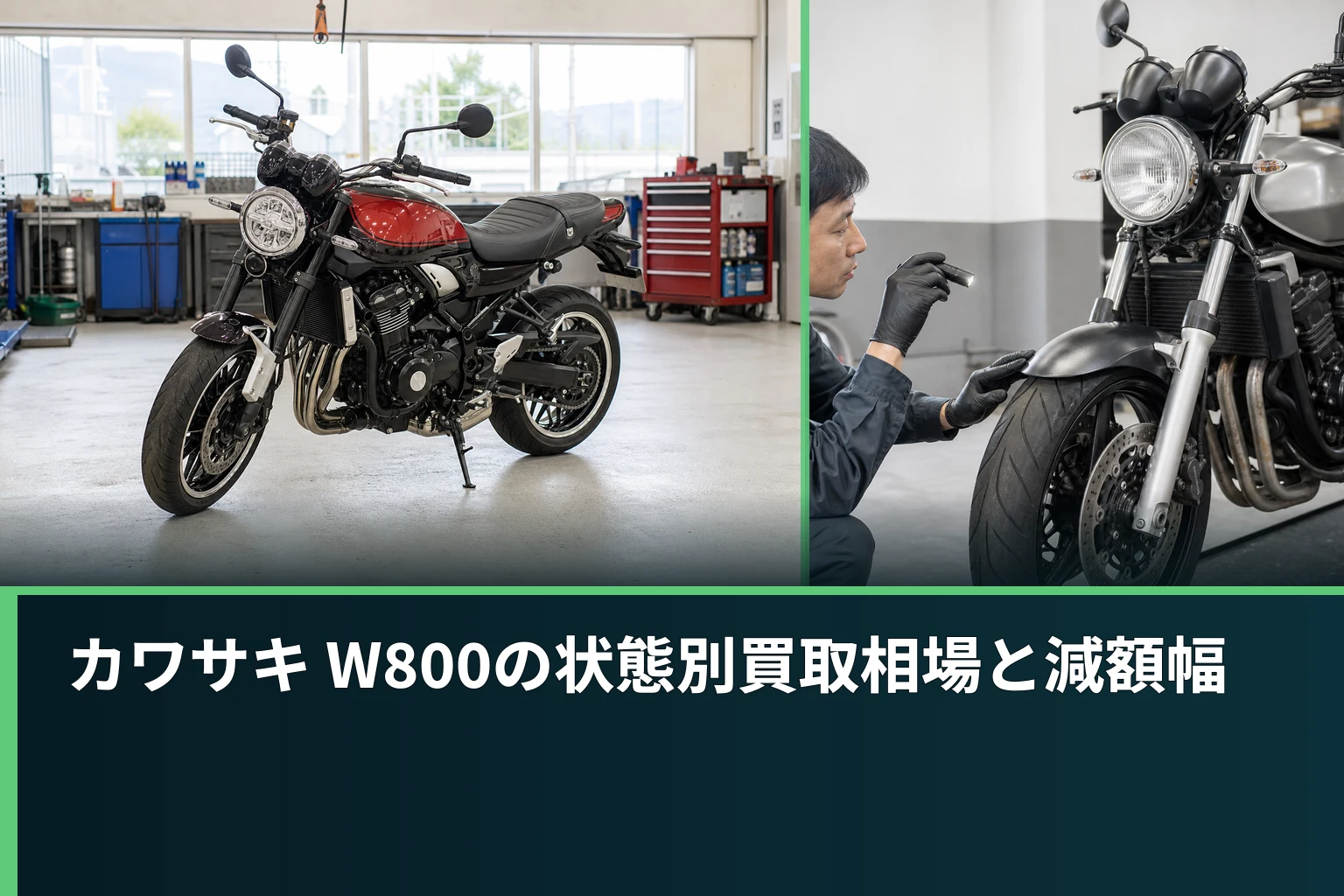 カワサキ W800の状態別買取相場と減額幅
