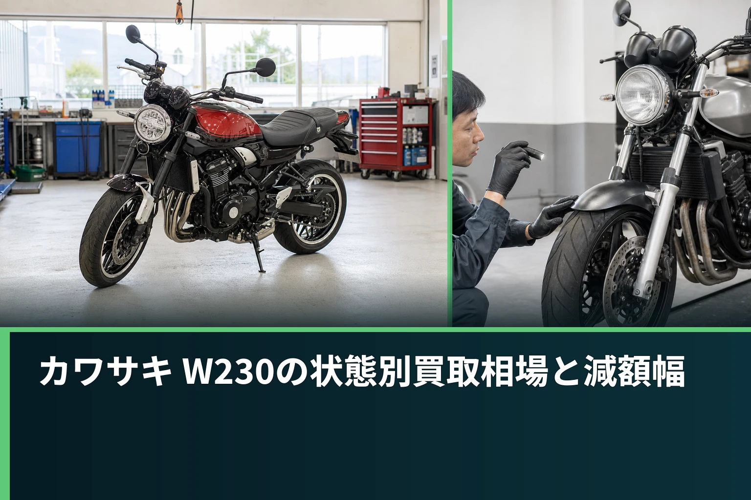 カワサキ W230の状態別買取相場と減額幅