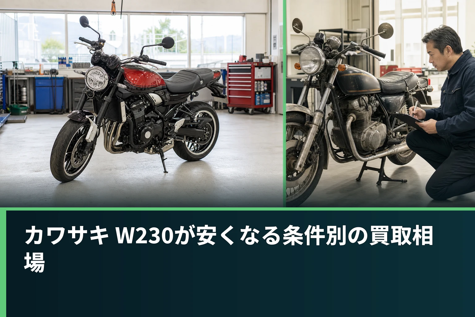 カワサキ W230が安くなる条件別の買取相場