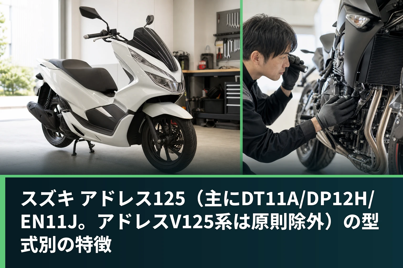 スズキ アドレス125(主にDT11A/DP12H/EN11J。アドレスV125系は原則除外)の型式別の特徴