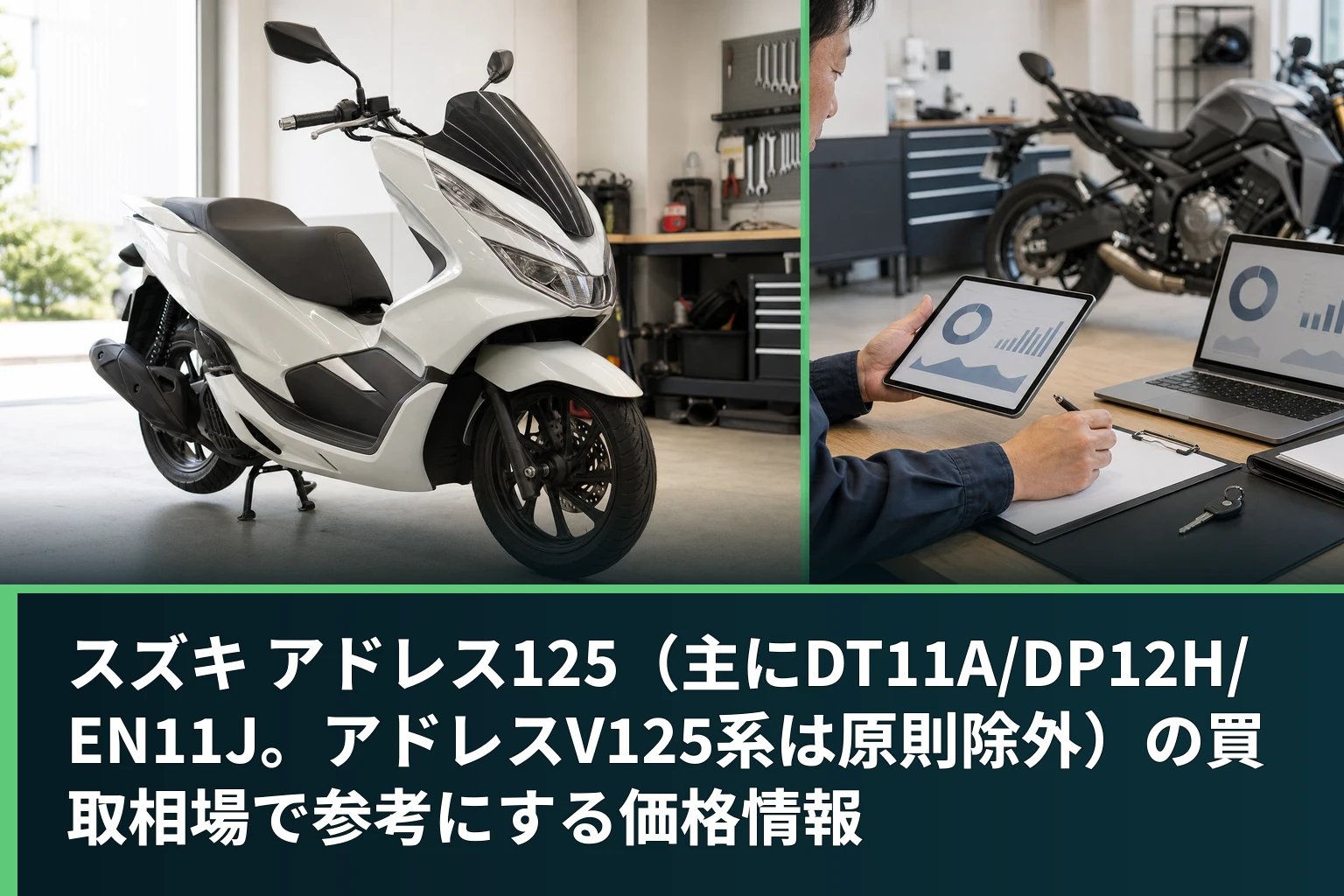 スズキ アドレス125(主にDT11A/DP12H/EN11J。アドレスV125系は原則除外)の買取相場で参考にする価格情報