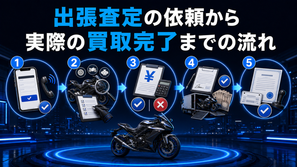 出張査定の依頼から実際の買取完了までの流れ
