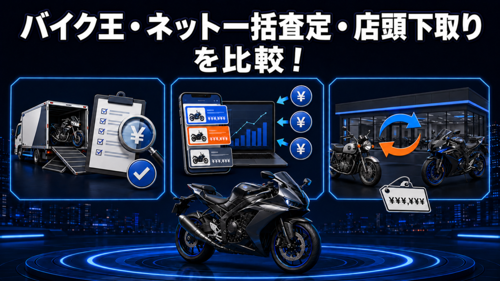 バイク王・ネット一括査定・店頭下取りを比較!