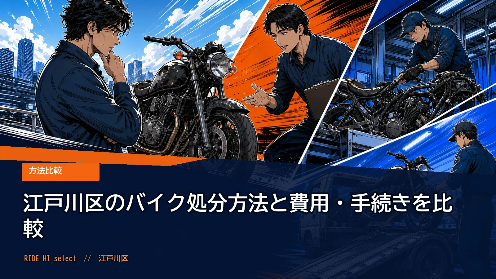 江戸川区のバイク処分方法と費用・手続きを比較