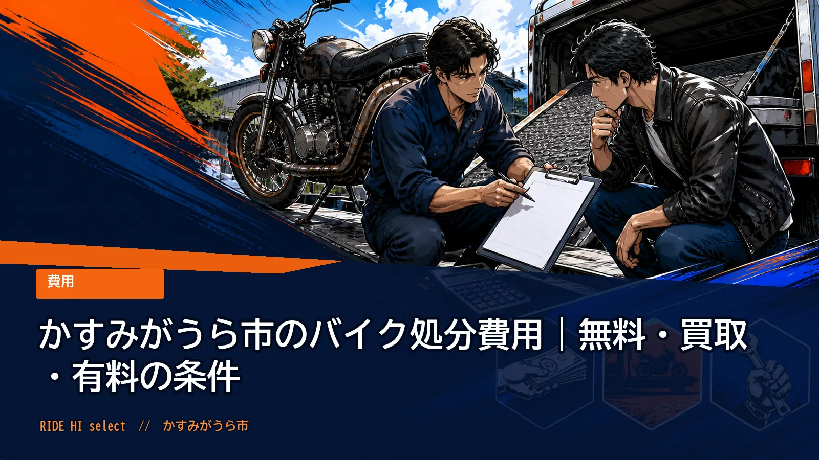 かすみがうら市のバイク処分費用|無料・買取・有料の条件